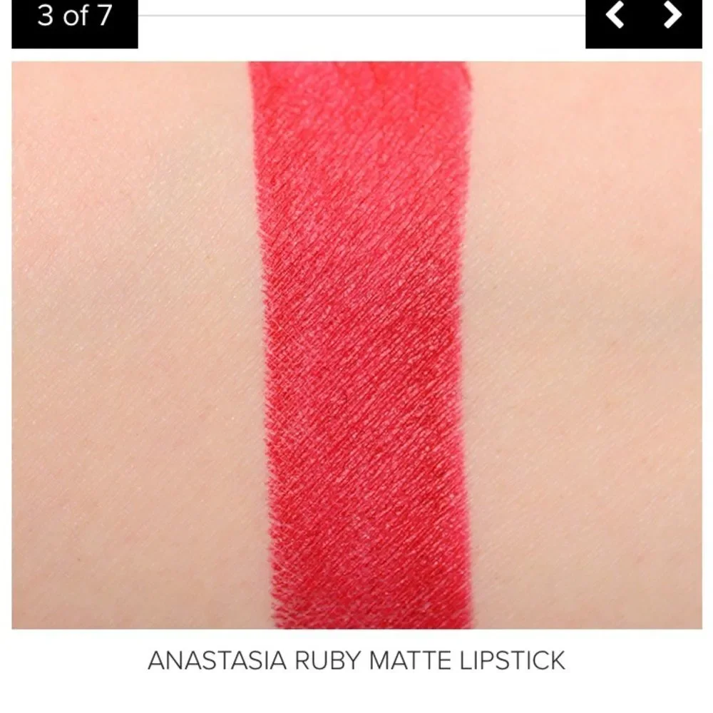 Anastasia Beverly Hills Matte Lipstick Ruby Red Full Size Discontinued Swatched